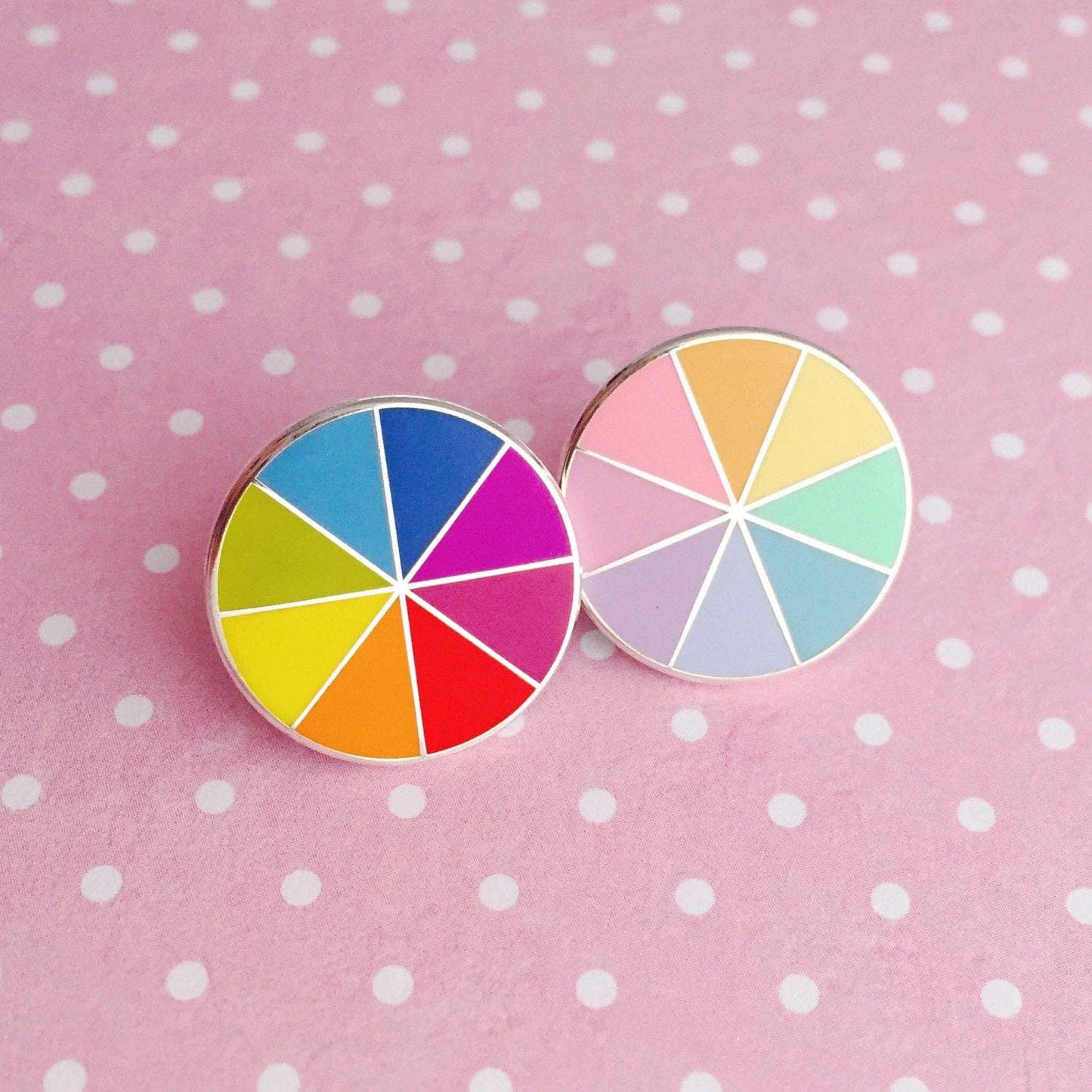 Enamel Pin Sewing Gift, Pastel Colour Wheel Design