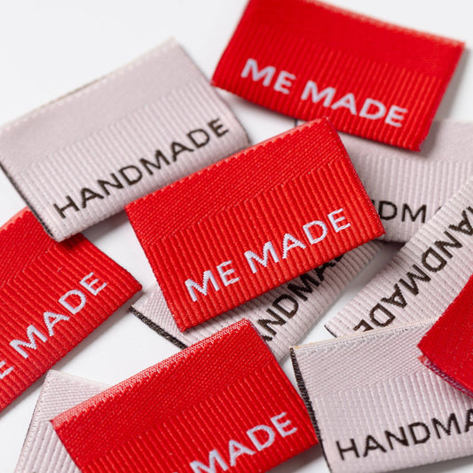 Little Rosy Cheeks Woven Sewing Labels - Me Made / Handmade Ribbed