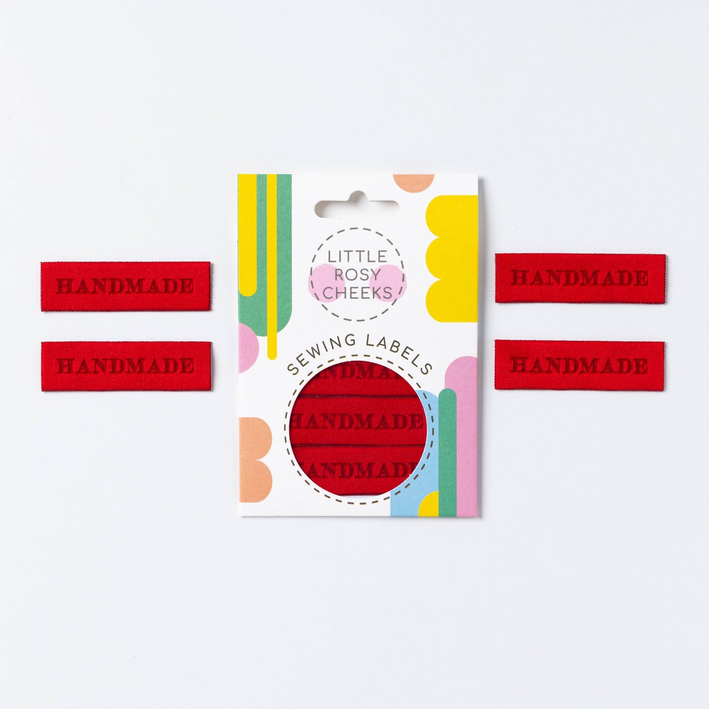 Little Rosy Cheeks Woven Sewing Labels - 'Handmade' in Luxury Red Velvet