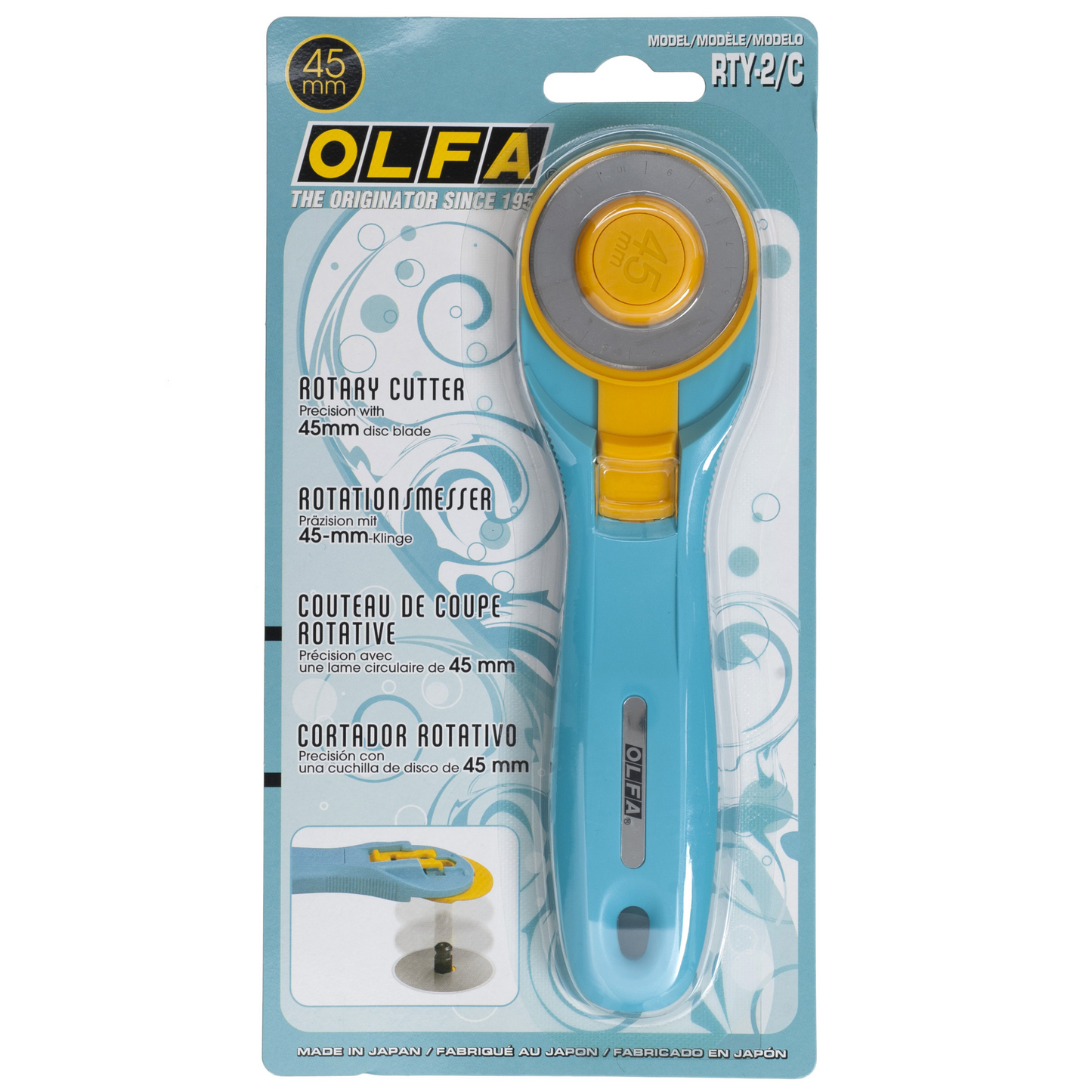 Cutter rotatif Olfa, 45 mm, bleu