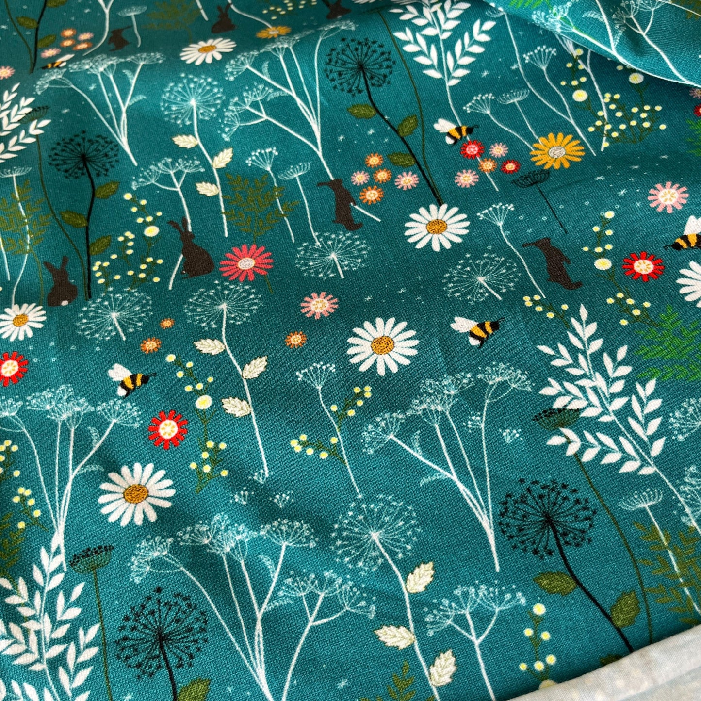Tissu en jersey de coton Sewing Sanctuary « Teal » par Sarah J Patterson, 160 cm de large