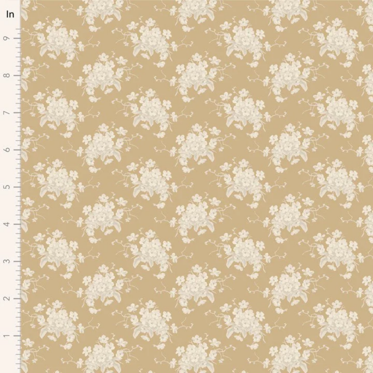 Tilda Sunday Brunch Cotton Fabric White Flower Design in Sand, for Quilting, Crafts and Dressmaking.