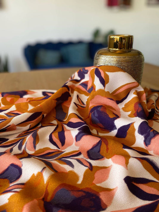 Just In - Bold Floral Viscose Crepe Dressmaking Fabric 'Aurora' Designed by My Dress Made