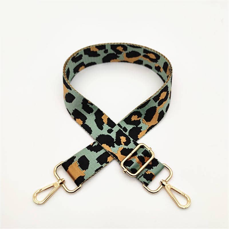 Interchangeable Ready to Use Bag Straps, Leopard Print Design 3.8cm Wide, Gold Hardware