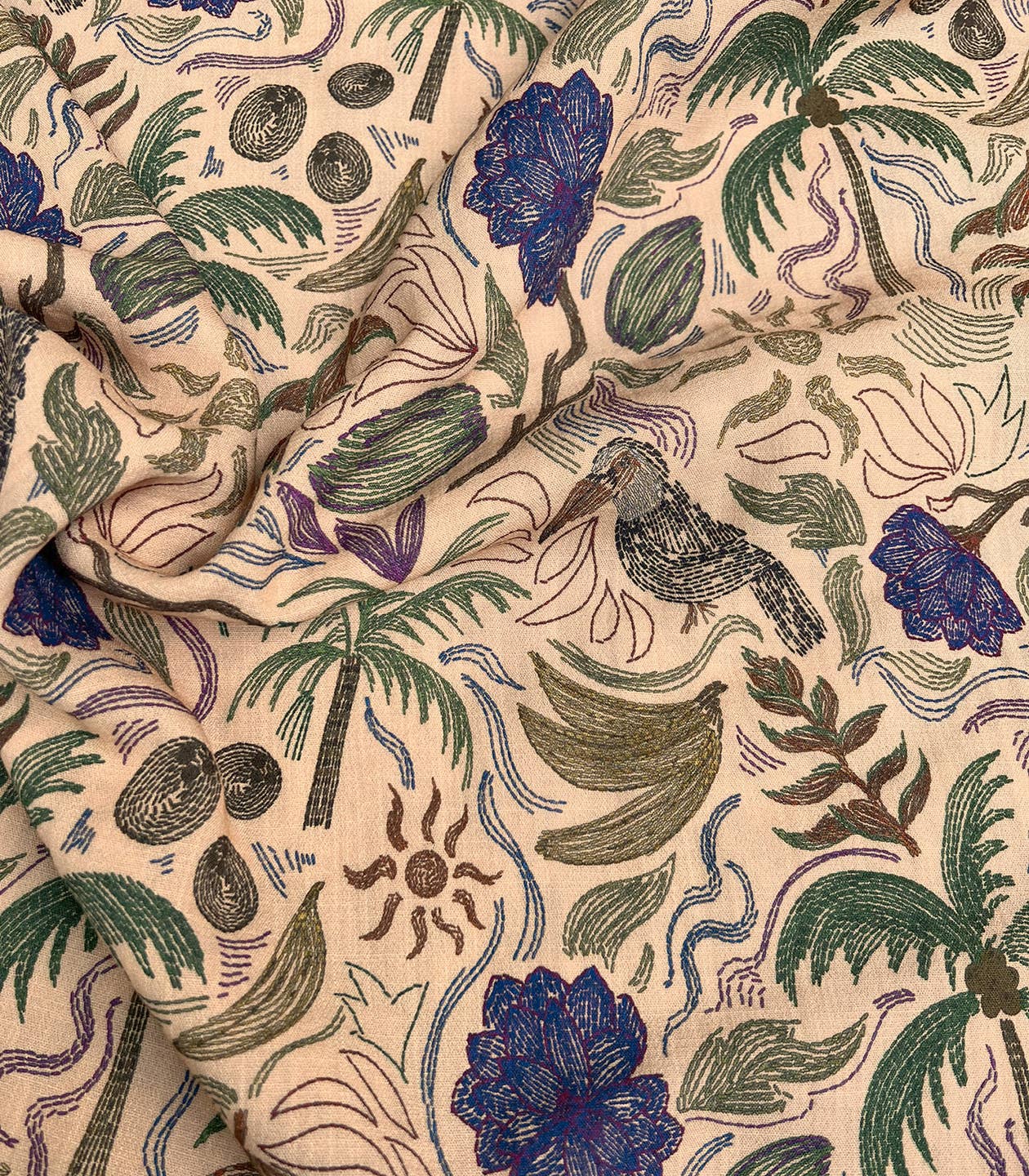 Viscose Crepe Dressmaking Fabric 'Tropical' by French Designer Cousette