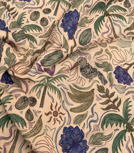 Viscose Crepe Dressmaking Fabric 'Tropical' by French Designer Cousette