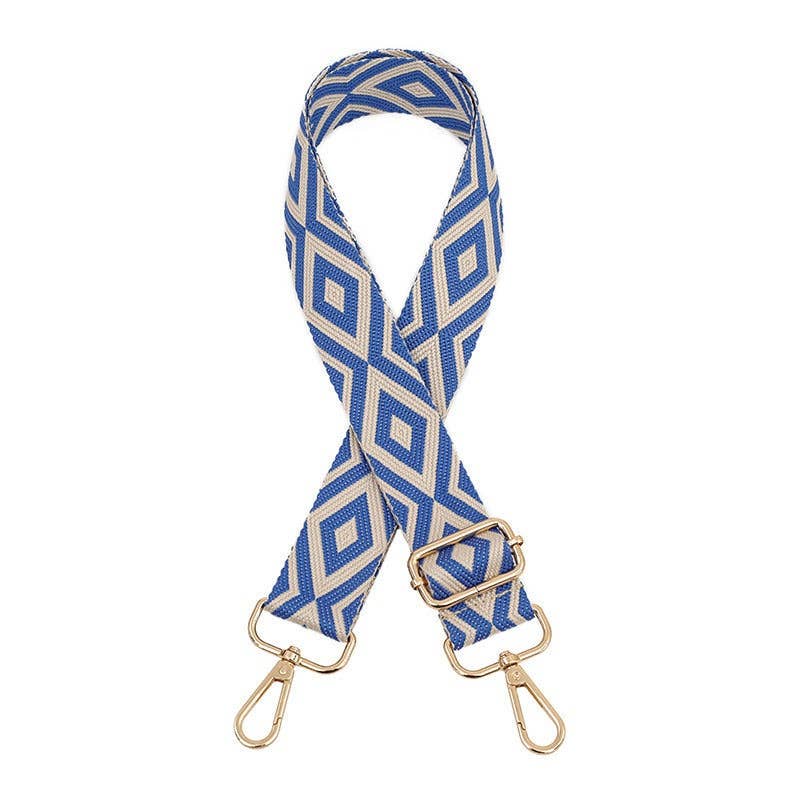 Interchangeable Ready to Use Bag Straps, Diamond Design 3.8cm Wide, Gold Hardware