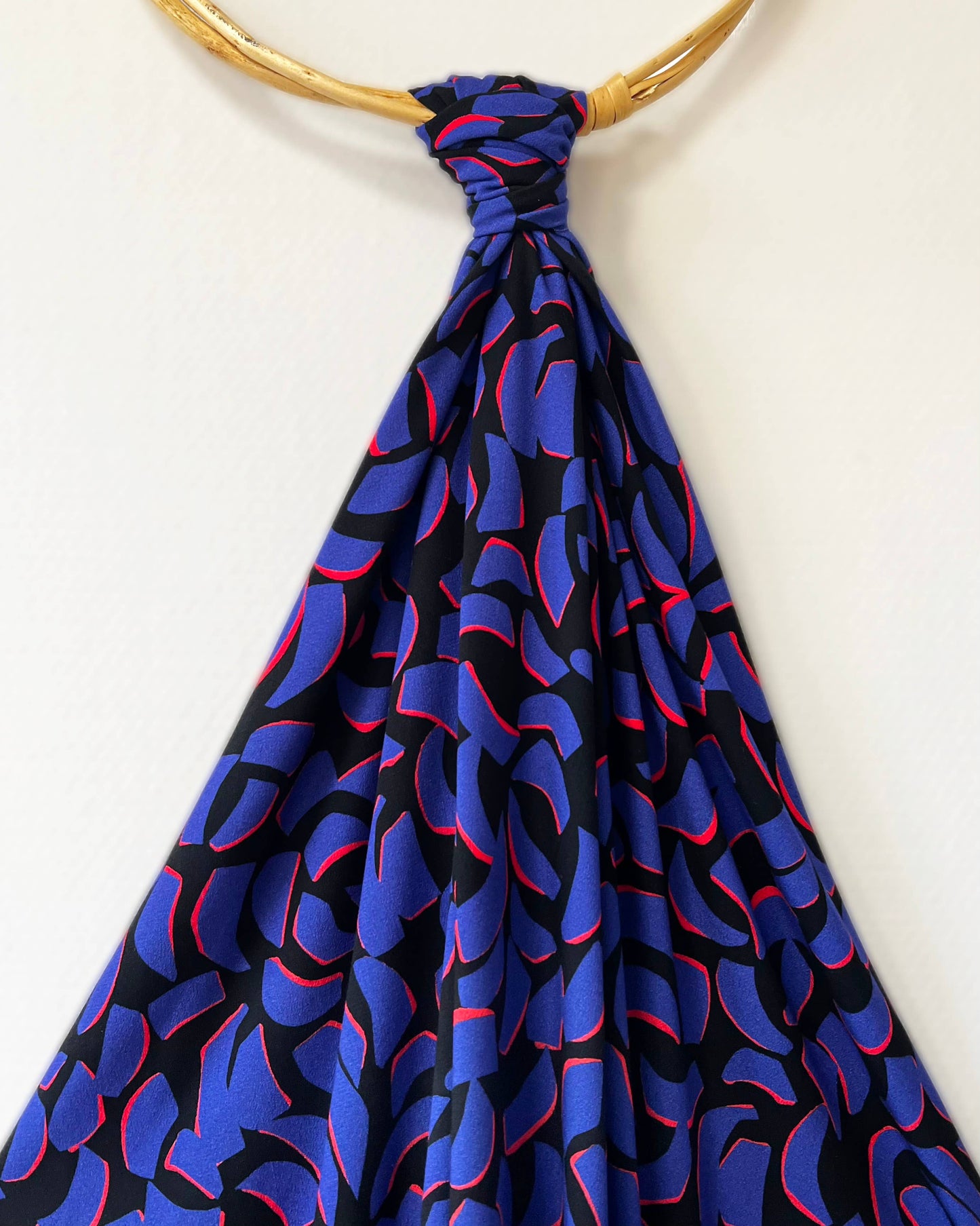 Cobalt Blue Abstract Viscose Crepe Dressmaking Fabric, by French Brand My Dress Made 'Kalyx'