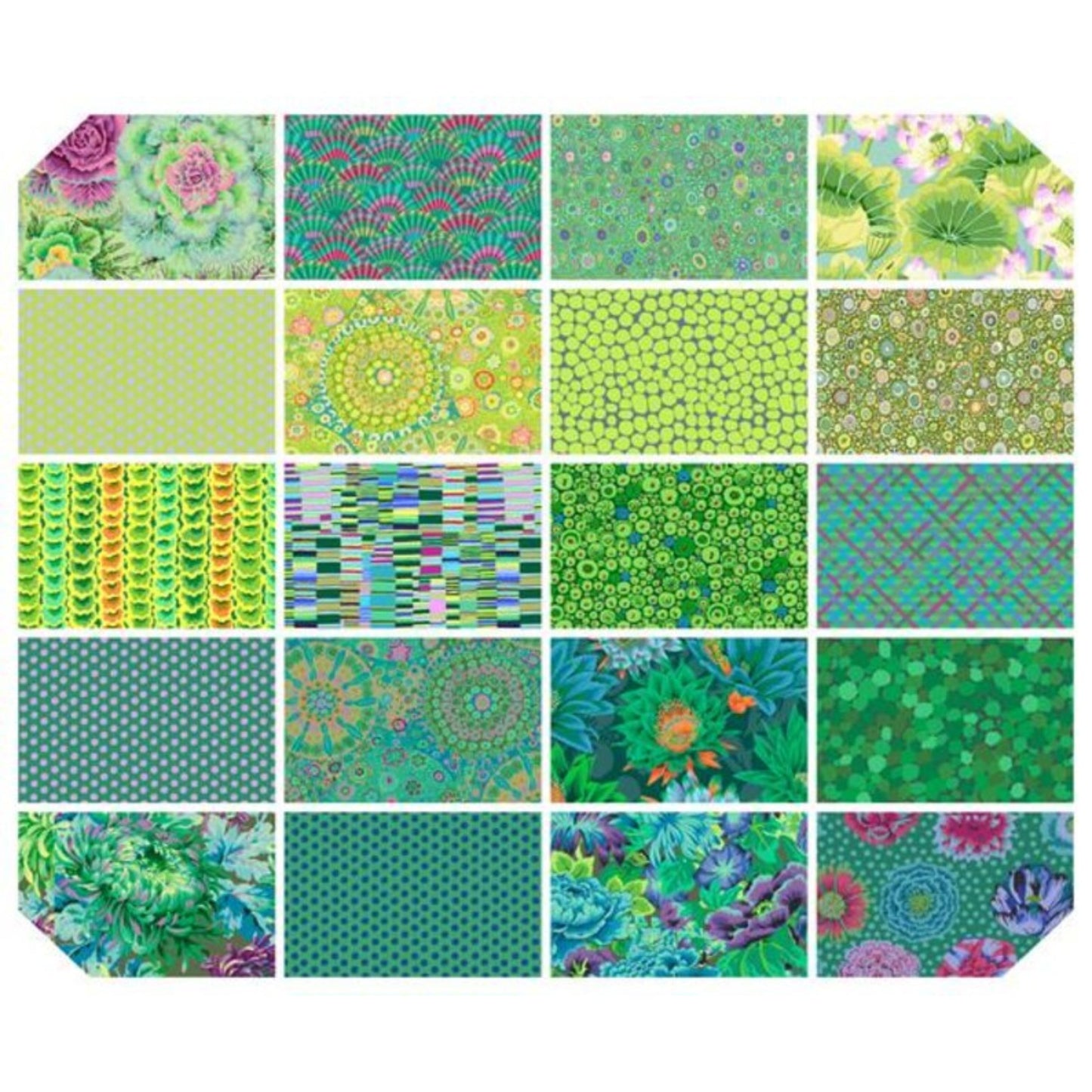 Paquete de 10" Charm de Kaffe Fassett / Layer Cake en 'Meadow' para Free Spirit Fabrics