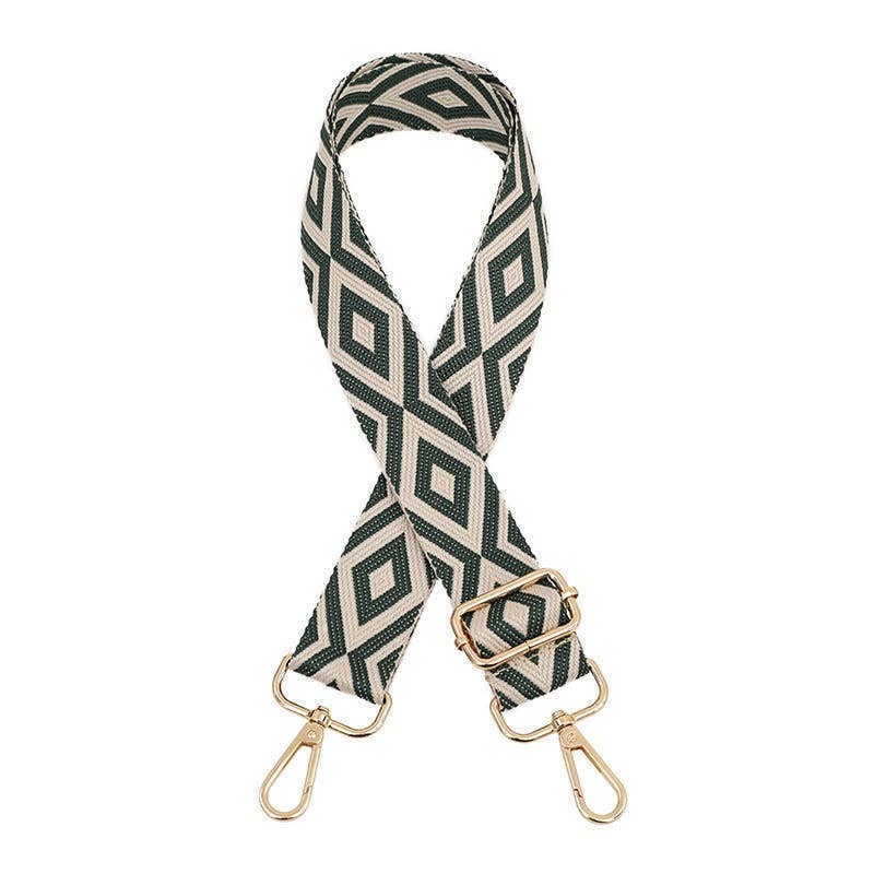Interchangeable Ready to Use Bag Straps, Diamond Design 3.8cm Wide, Gold Hardware