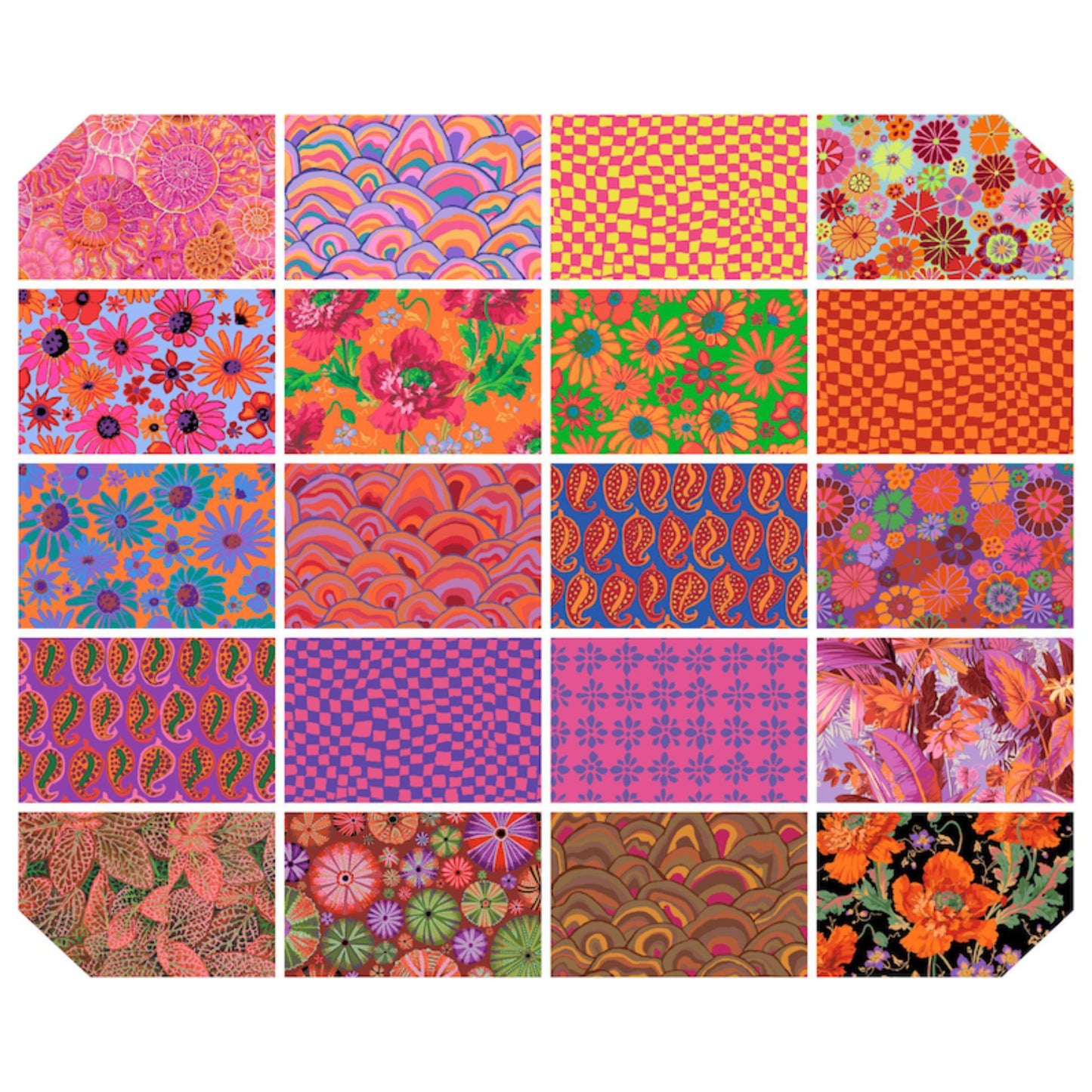 Paquete de 10" Charm de Kaffe Fassett / Pastel de capas en 'Caliente' para Free Spirit Fabrics