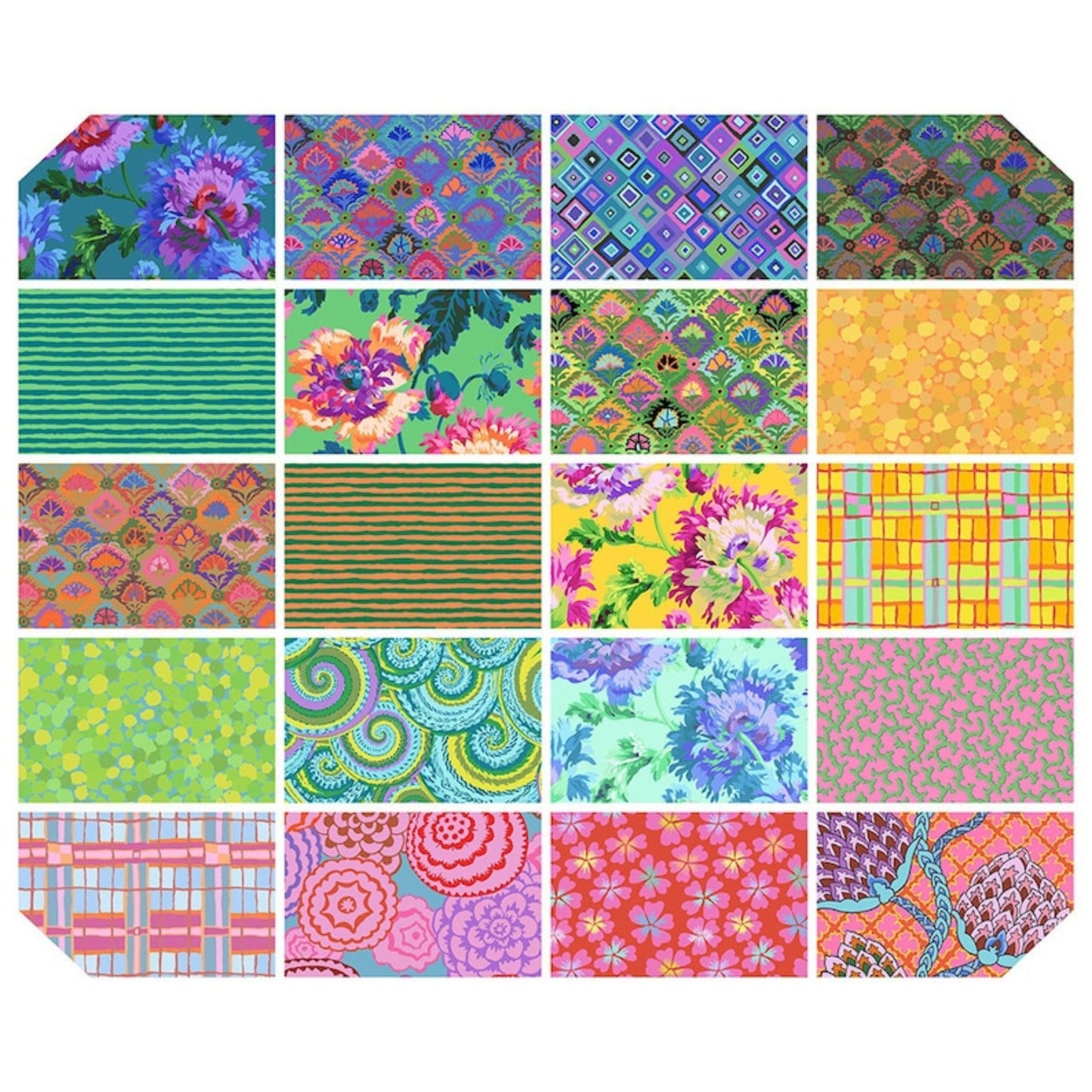Paquete de 10" Charm de Kaffe Fassett / Layer Cake en 'Bright' para Free Spirit Fabrics
