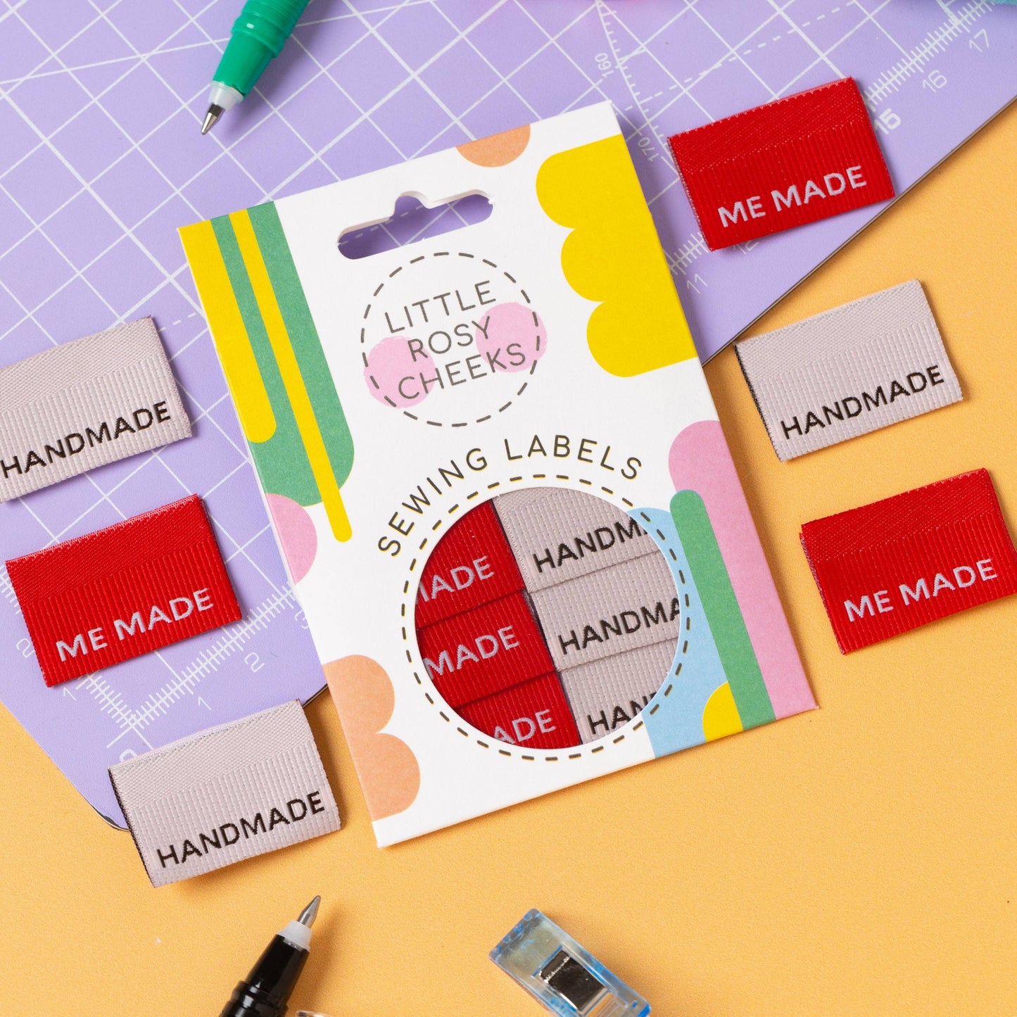 Little Rosy Cheeks Woven Sewing Labels - Me Made / Handmade Ribbed