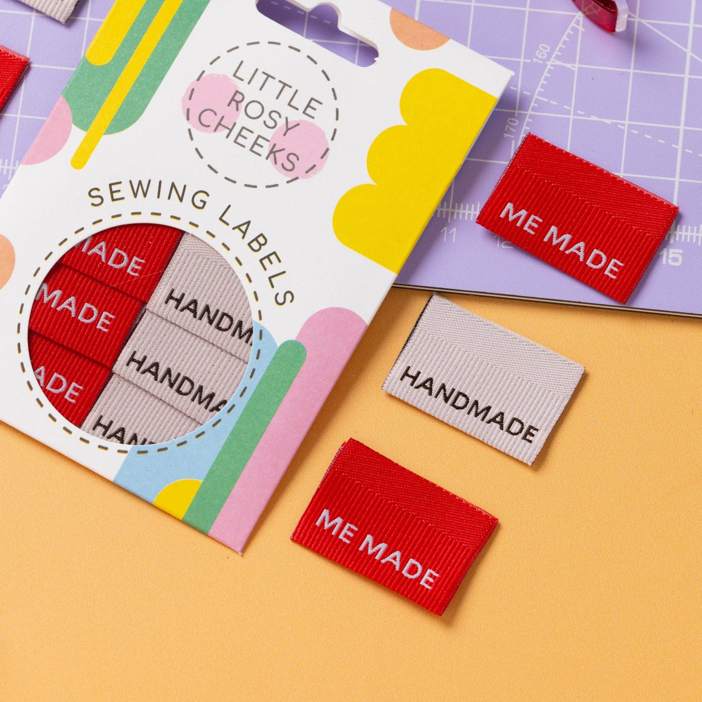 Little Rosy Cheeks Woven Sewing Labels - Me Made / Handmade Ribbed