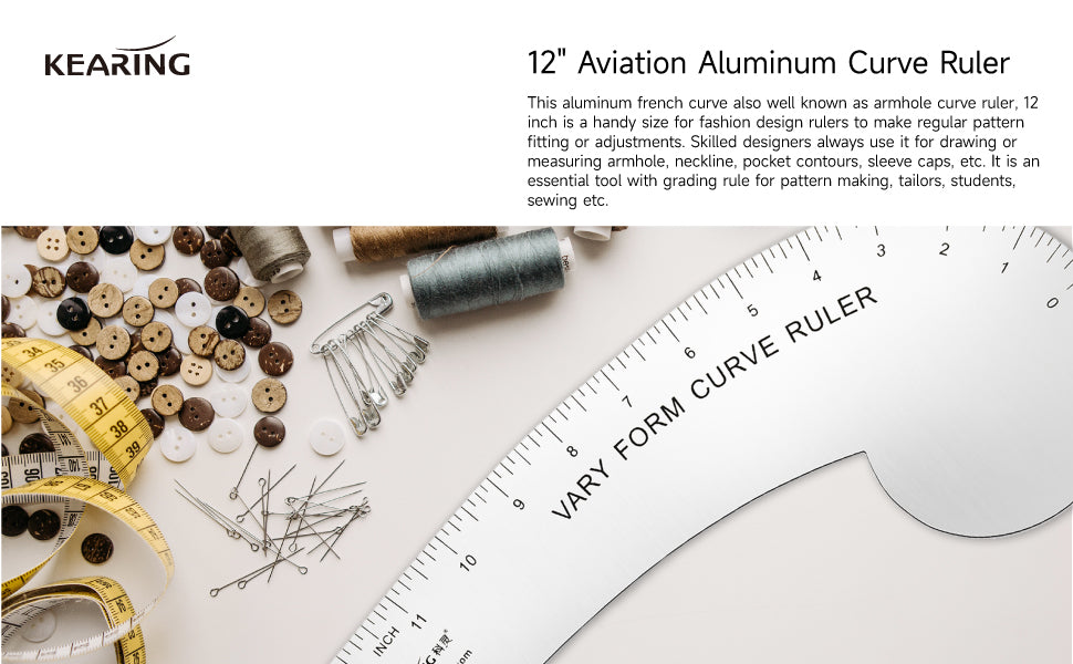 12” Aluminium French Curve Dressmaking Ruler