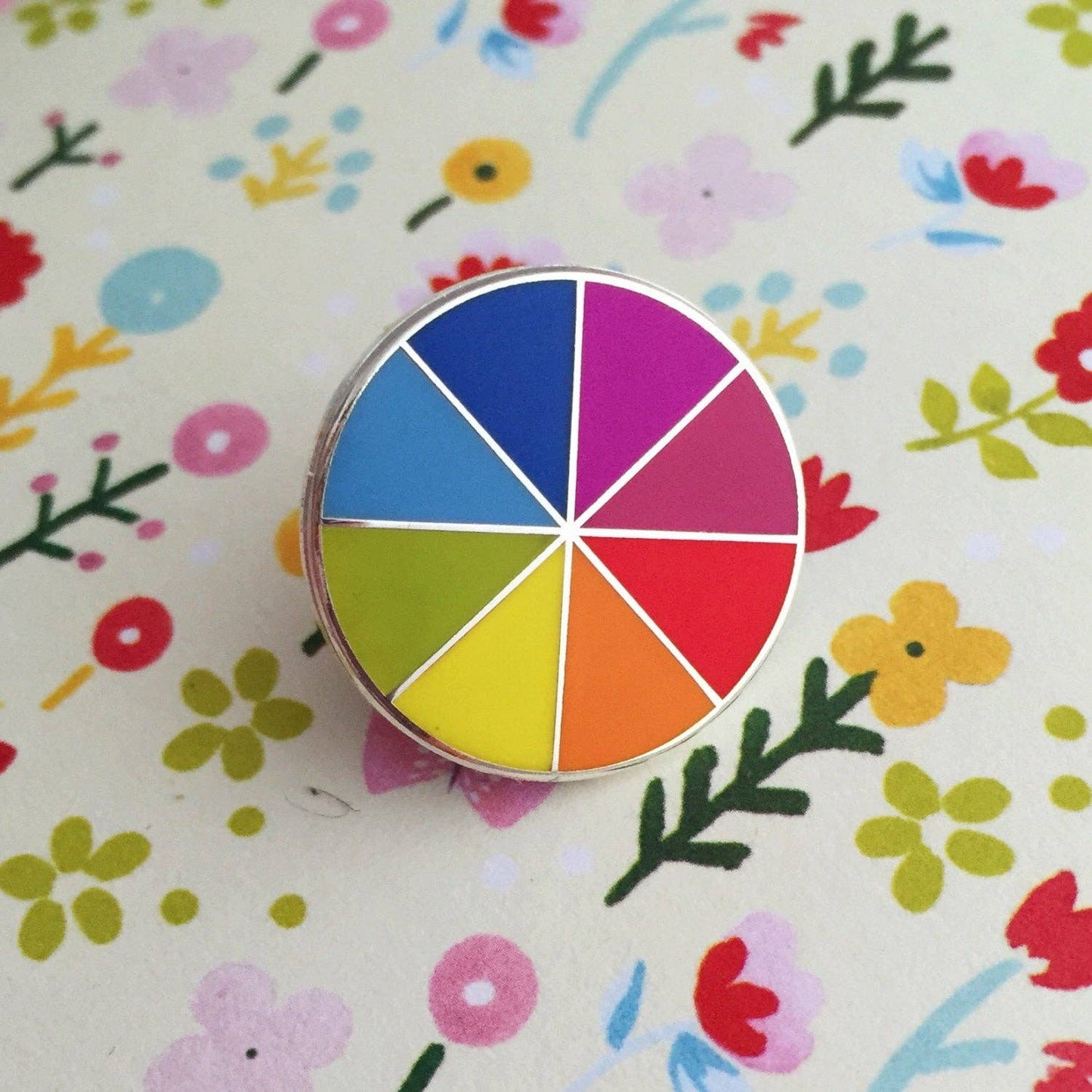 Enamel Pin Sewing Gift, Bright Colour Wheel Design