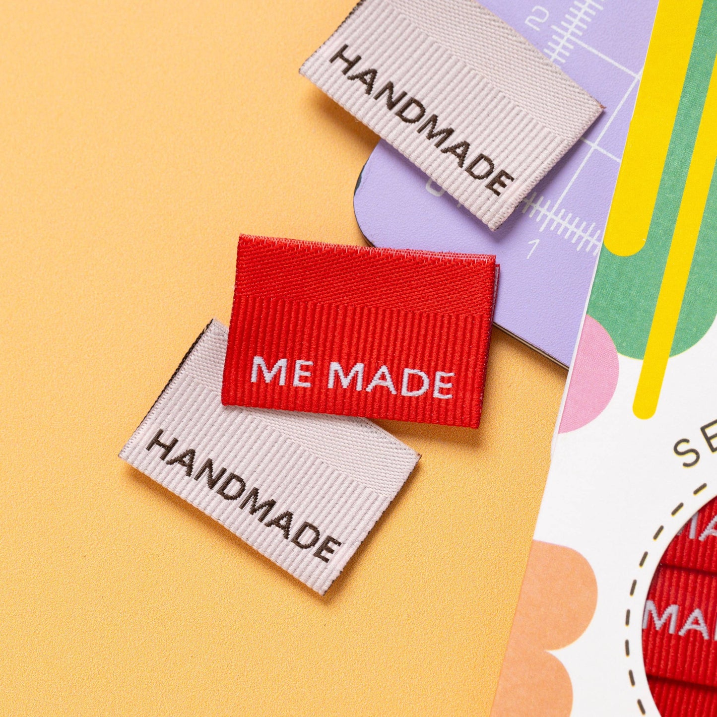 Little Rosy Cheeks Woven Sewing Labels - Me Made / Handmade Ribbed