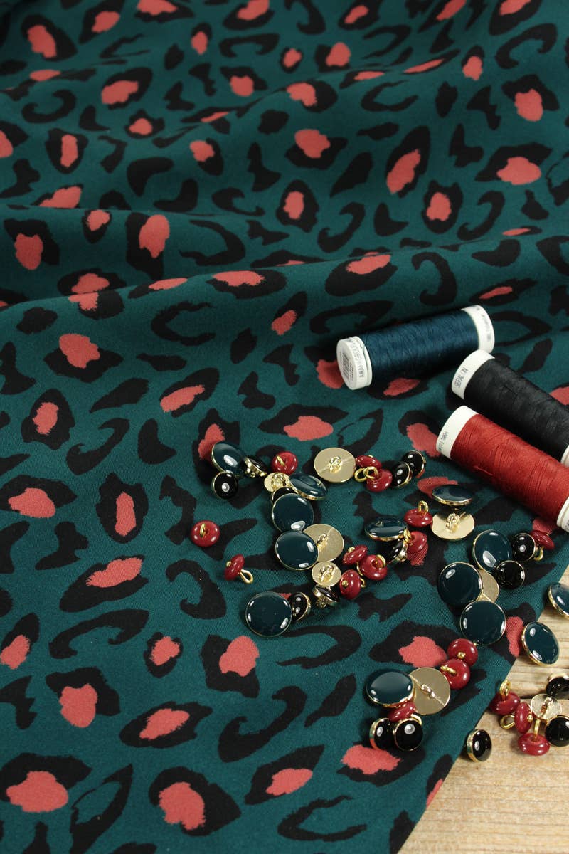 Viscose Dressmaking Fabric 'Bagheera' by Eglantine et Zoé in Dark Green Lagoon