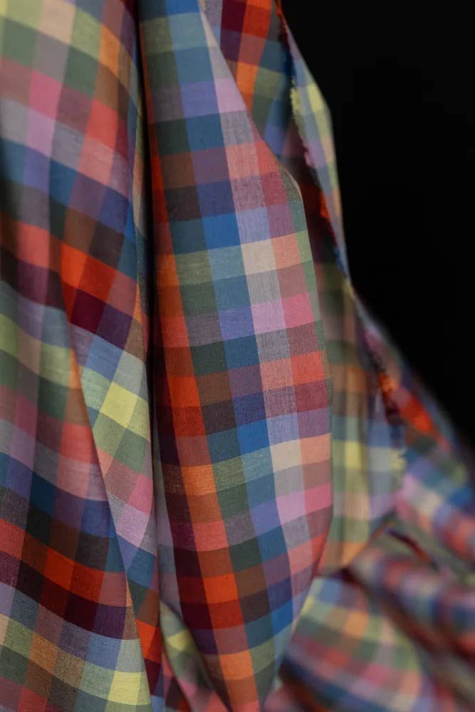 Organic Cotton Patchwork Check Dressmaking Fabric Designed by Merchant and Mills 'Pom Pom'