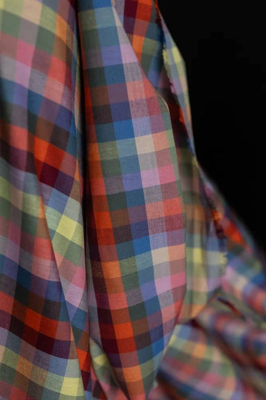 Organic Cotton Patchwork Check Dressmaking Fabric Designed by Merchant and Mills 'Pom Pom'
