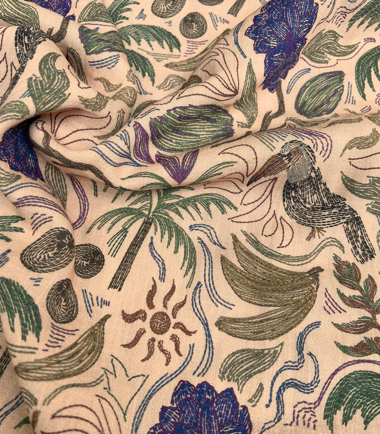 Viscose Crepe Dressmaking Fabric 'Tropical' by French Designer Cousette