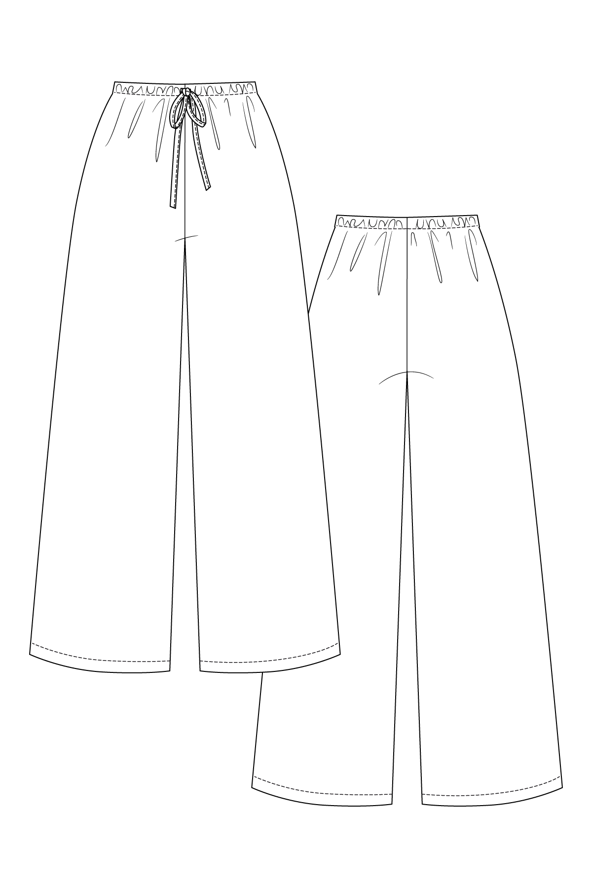 Patrón de costura para pantalones y shorts Aulio con cintura elástica (papel), tallas XS-XXL