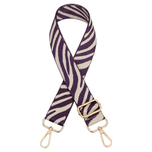 Interchangeable Ready to Use Bag Straps, Zebra Design 3.8cm Wide, Gold Hardware