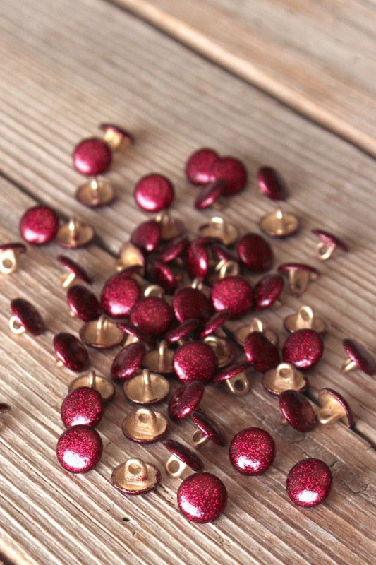 Pomegranate Red Shiny Buttons, 10mm