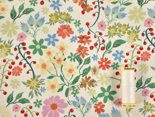 Fabric Godmother Garden Vine Denim Ivory