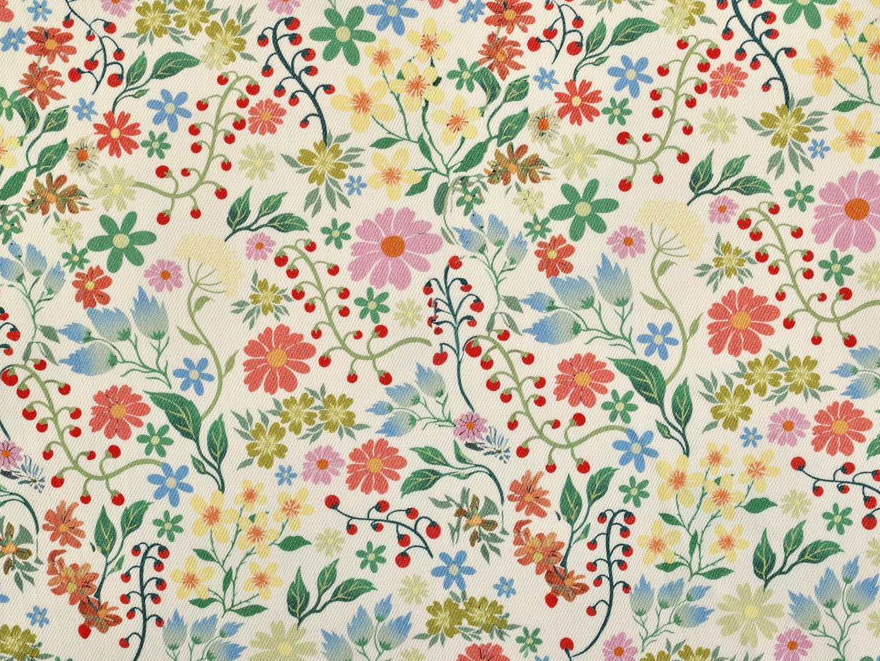 Fabric Godmother Garden Vine Denim Ivory