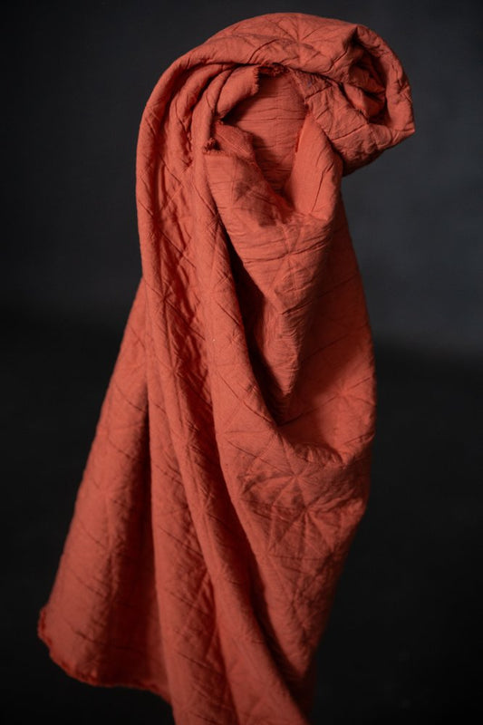 Quilted Jacquard Indian Cotton Dressmaking Fabric in 'Orange Spritz’ by Merchant and Mills