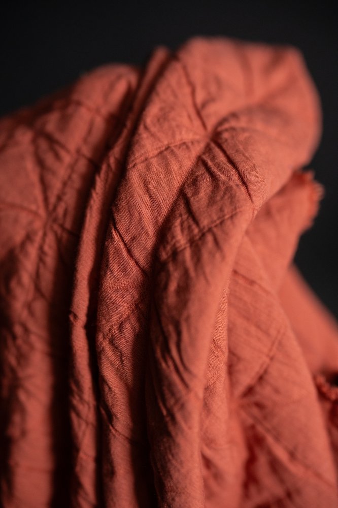 Quilted Jacquard Indian Cotton Dressmaking Fabric in 'Orange Spritz’ by Merchant and Mills