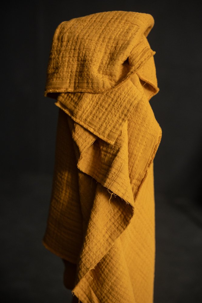 Quilted Jacquard Indian Cotton Dressmaking Fabric in 'Ginger & Honey’ by Merchant and Mills