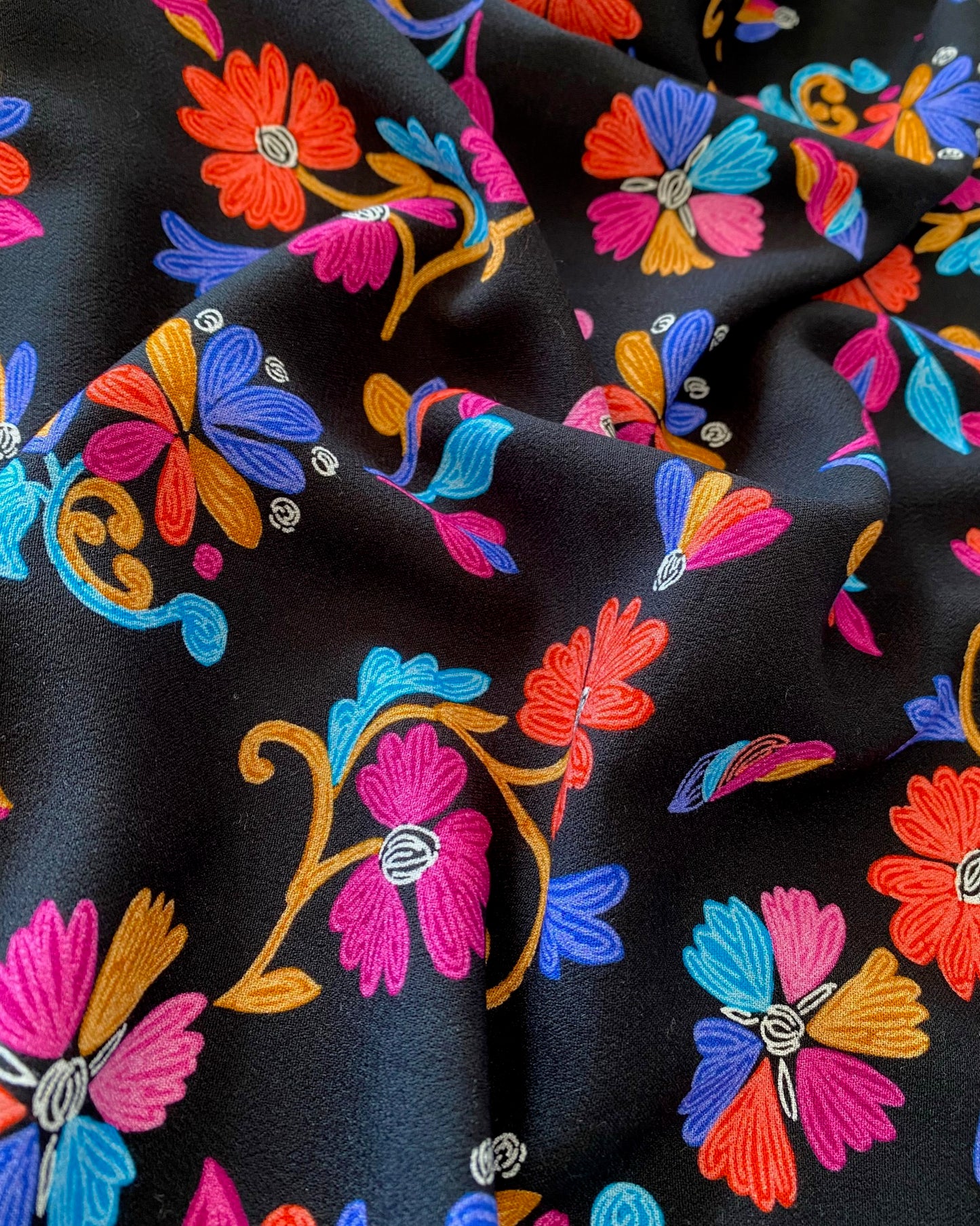 Bright Floral Viscose Crepe Dressmaking Fabric 'Imagine' by My Dress Made