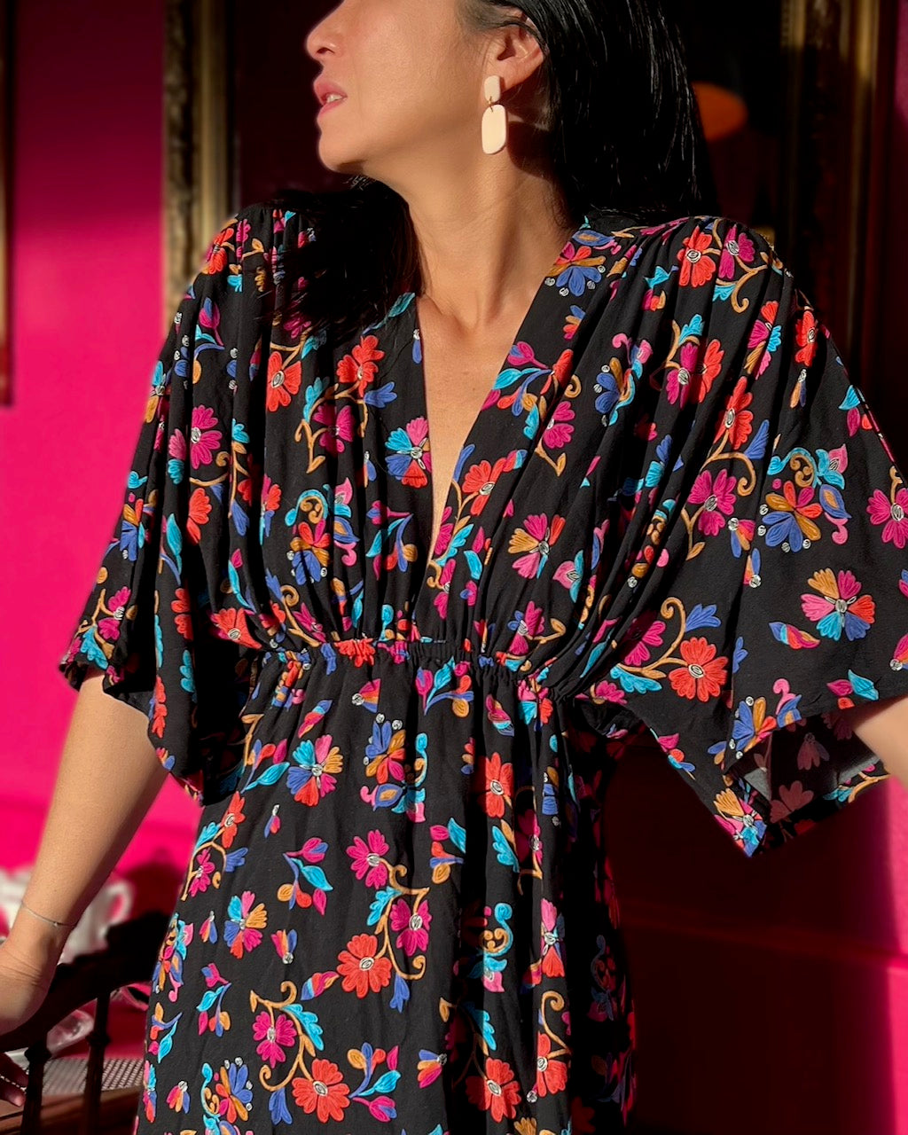 Bright Floral Viscose Crepe Dressmaking Fabric 'Imagine' by My Dress Made