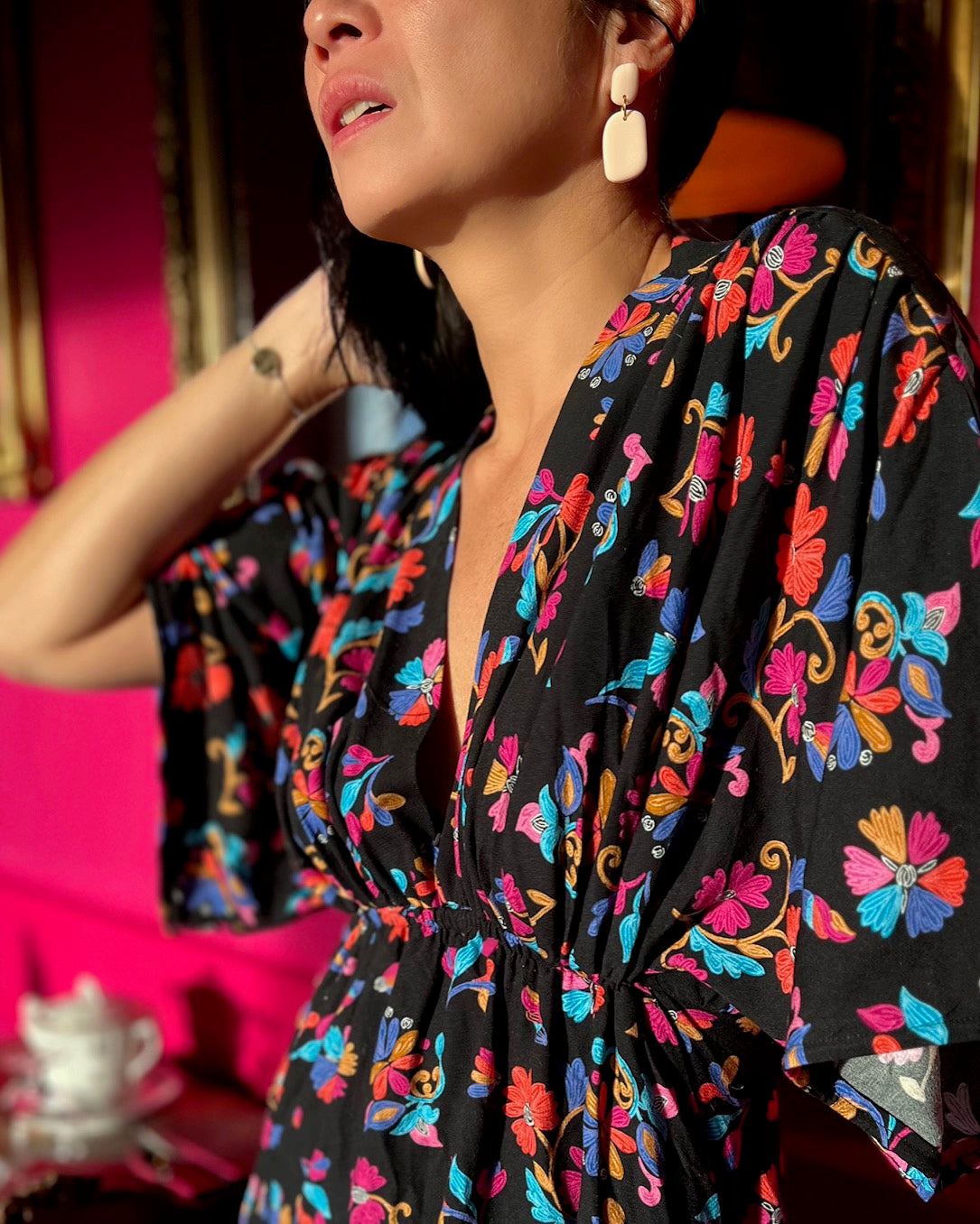 Bright Floral Viscose Crepe Dressmaking Fabric 'Imagine' by My Dress Made