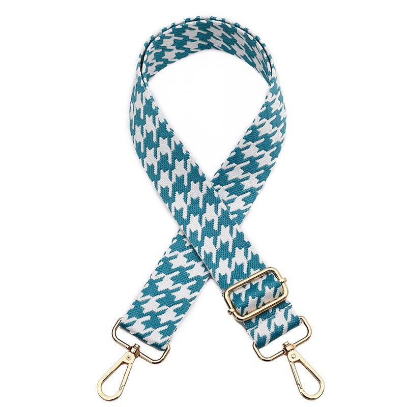 Interchangeable Ready to Use Bag Straps, Dogtooth Design 3.7cm Wide, Gold Hardware