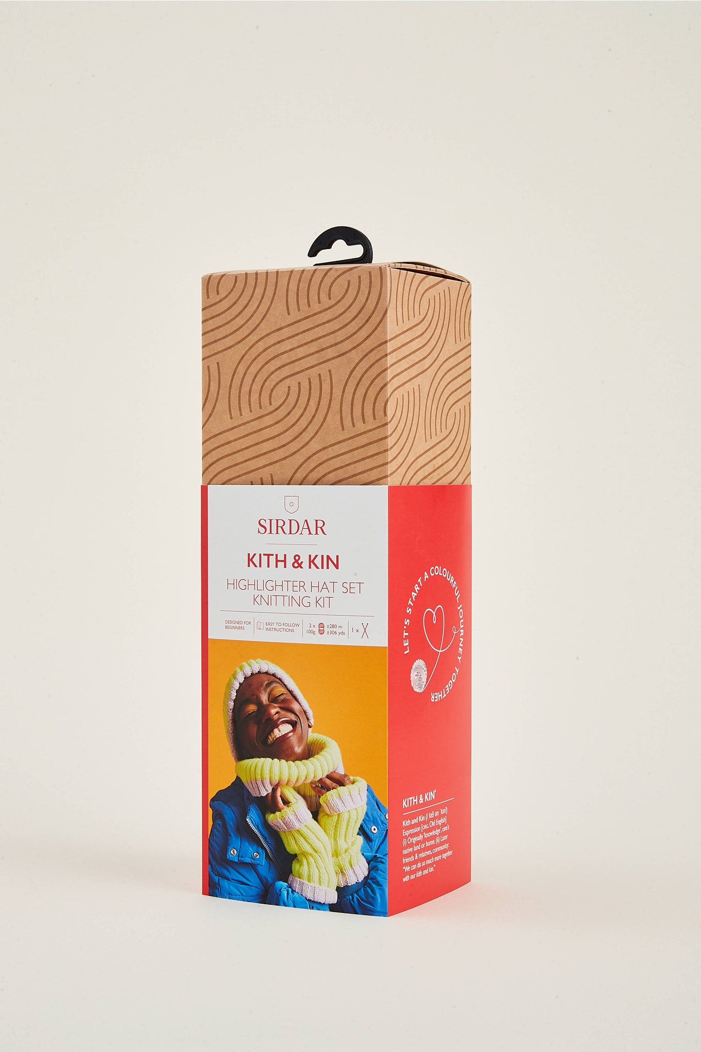 Kit de tejido para gorros con resaltador, Sirdar Kith & Kin, kit completo para principiantes