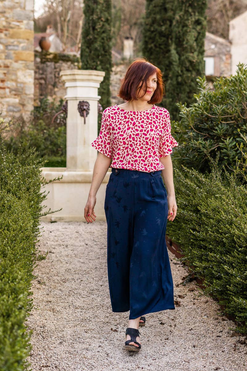 BACK IN STOCK - Viscose Dressmaking Fabric 'Bagheera' by Eglantine et Zoé in Pomegranate Red