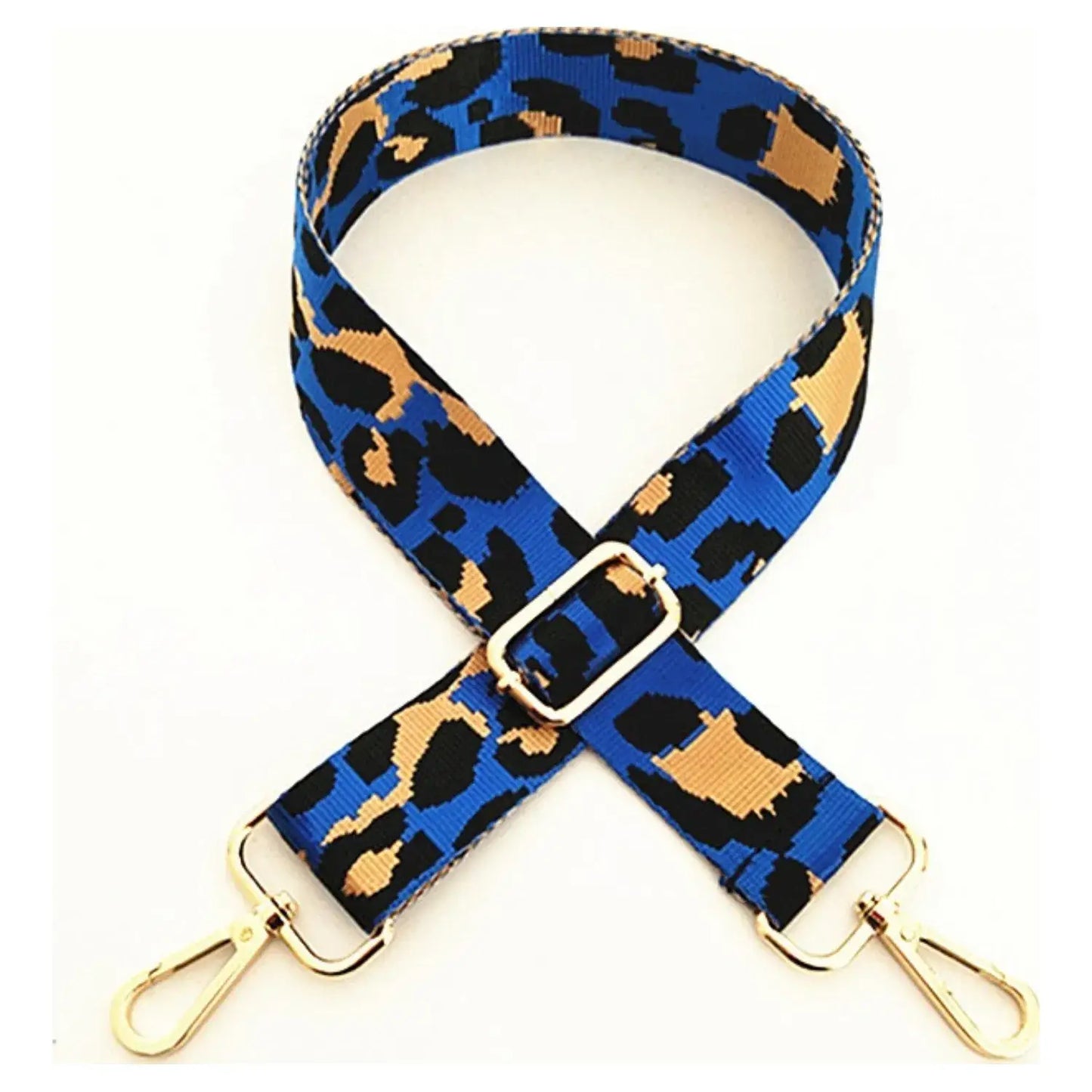 Interchangeable Ready to Use Bag Straps, Leopard Print Design 3.8cm Wide, Gold Hardware