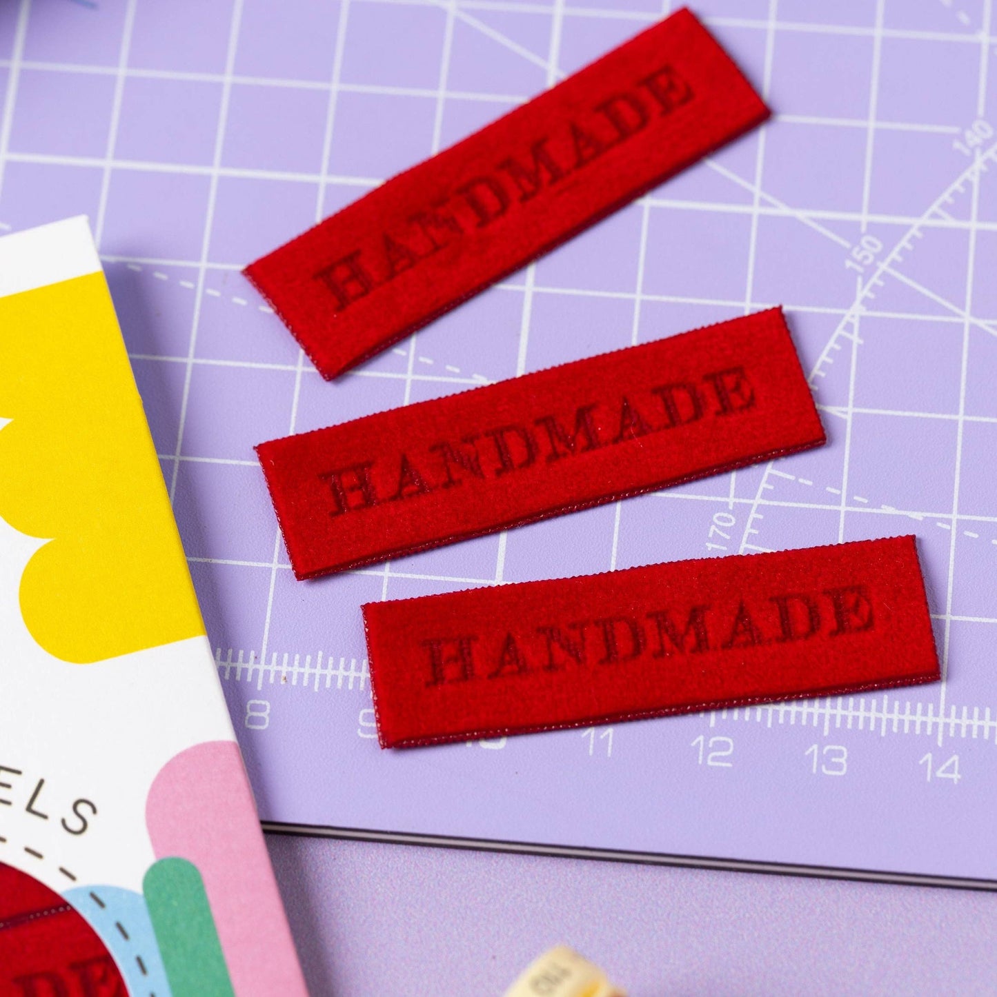 Little Rosy Cheeks Woven Sewing Labels - 'Handmade' in Luxury Red Velvet