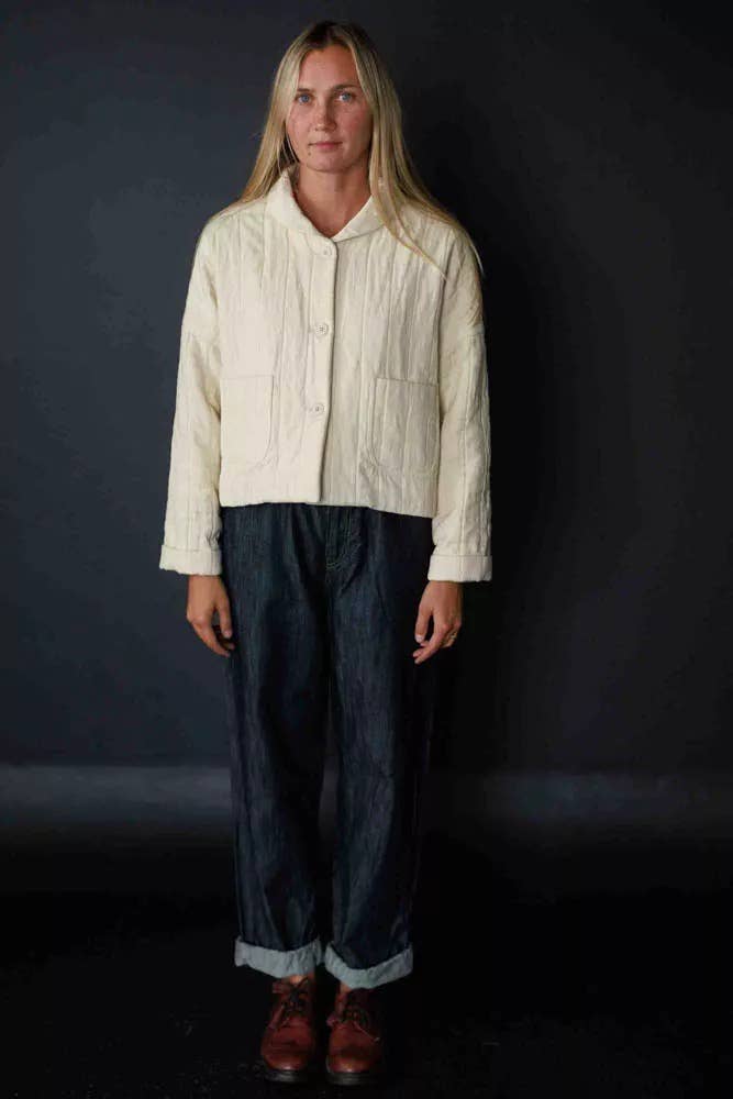 Quilted Jacquard Indian Cotton Dressmaking Fabric by Merchant and Mills 'Natural Square'