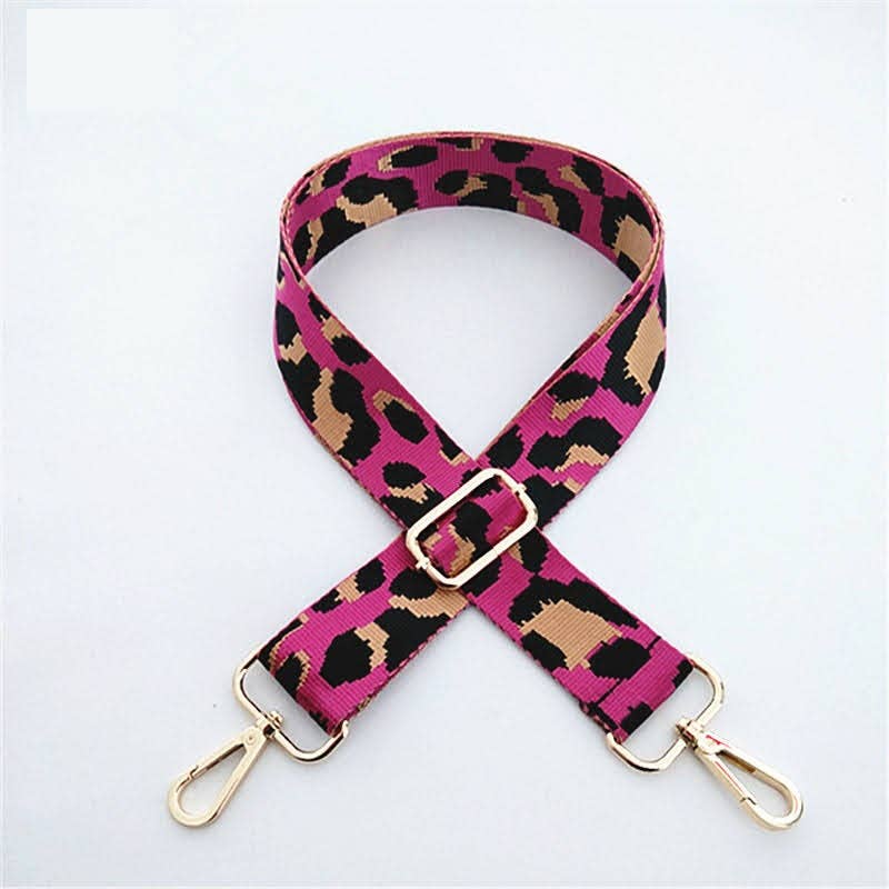 Interchangeable Ready to Use Bag Straps, Leopard Print Design 3.8cm Wide, Gold Hardware