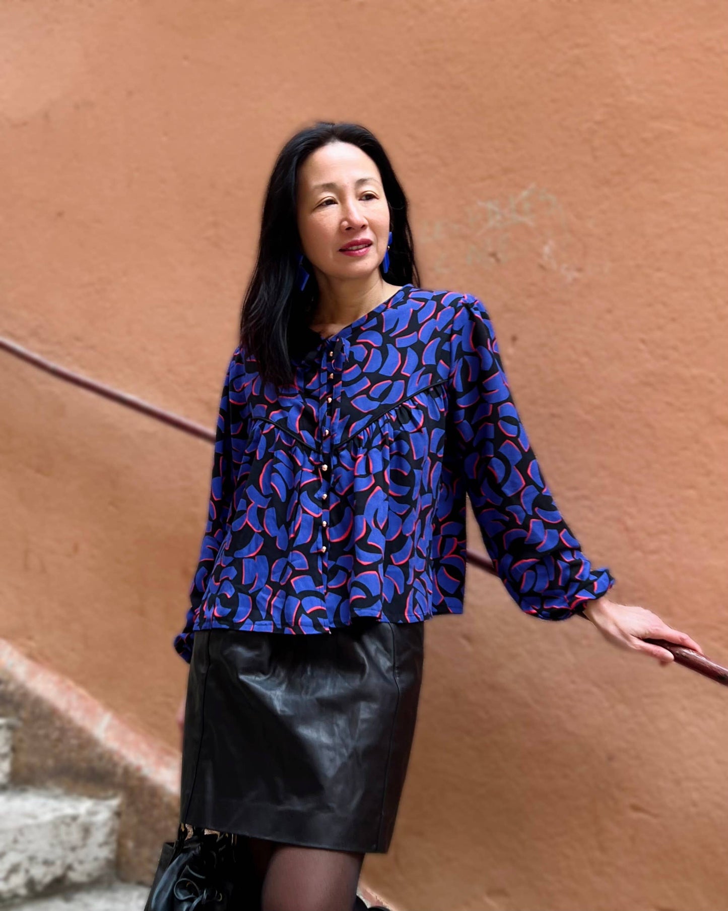 Cobalt Blue Abstract Viscose Crepe Dressmaking Fabric, by French Brand My Dress Made 'Kalyx'