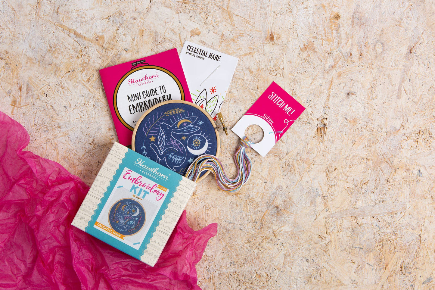 Kit de bordado mini "Liebre Celestial", kit completo de manualidades para principiantes