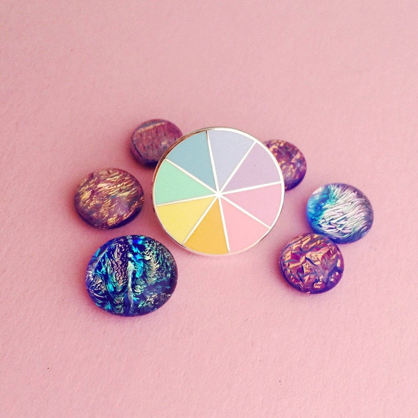 Enamel Pin Sewing Gift, Pastel Colour Wheel Design