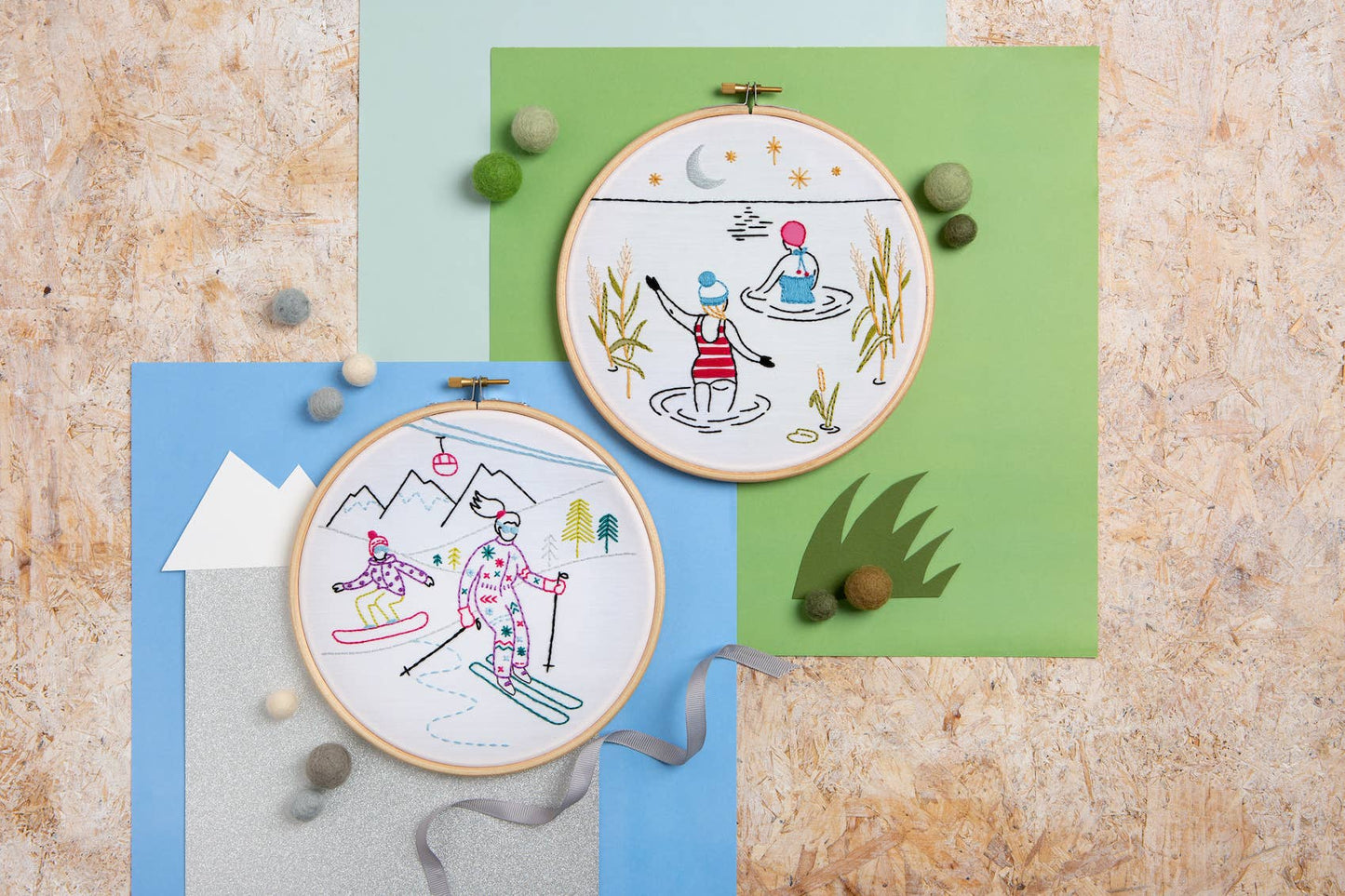 Kit de bordado "Nadar en la naturaleza" (Nadar), kit completo de manualidades