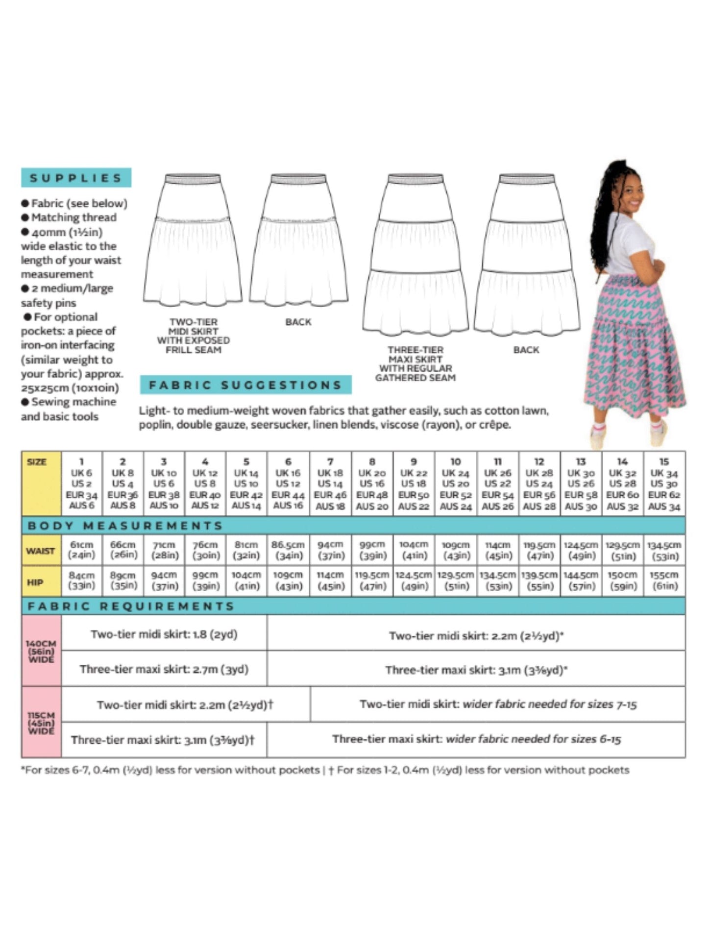 Tilly and the Buttons, Luella Tiered Skirt, Dressmaking Pattern for Confident Beginners