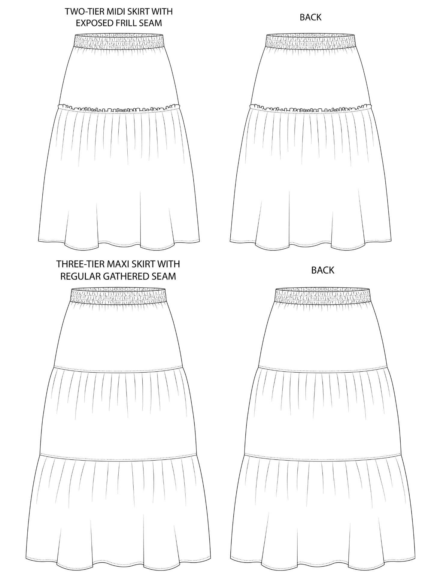 Tilly and the Buttons, Luella Tiered Skirt, Dressmaking Pattern for Confident Beginners