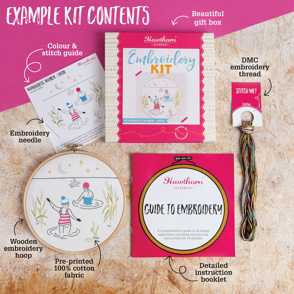 Dandy Dogs Embroidery Kit, Complete Craft Kit for Beginners